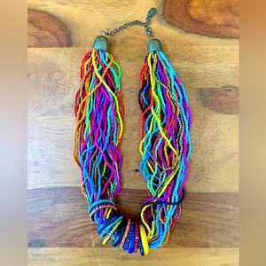 Colorful Multi Strand Seed Beaded Chunky Necklace